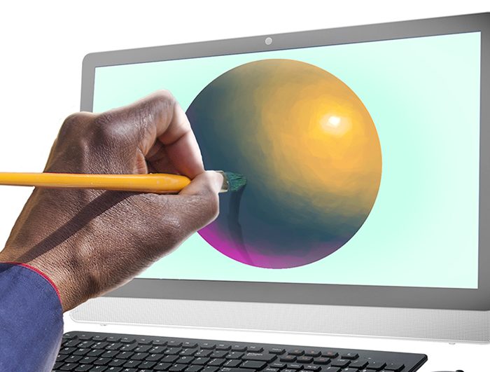 Painting With Photoshop on Computer.