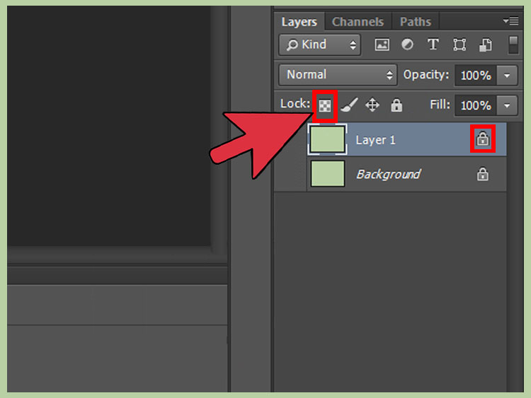 photoshop lock tool panel